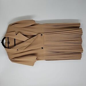 Dazy Tan‎ Trench Coat Wrap Dress    w Pleated Skirt & Short Sleeves  Size:XL
